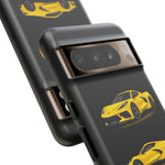 C8 Phone Case Yellow, Three-View Vector Cover, Gift for Vette Drivers