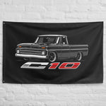 1964 1965 1966 C10 Wall Flag Banner 34x56 Black Lowered Classic Truck