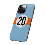 Copy of Blue Orange Number 20 Retro Racing Stripe Tough Phone Case Cover