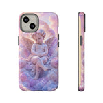 Cherub Cloud Throne Phone Case, Pastel Marble 3D Render Cover