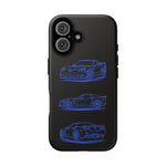 C6 ZR1 Line Art Phone Case, Blue Three-View Cover
