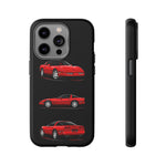 C4 Corvette Art Phone Case Red, Three-View Vector Cover, Gift