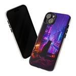 Lo-Fi Cat Neon Rain Window Vaporwave Art Tough Phone Case