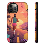 Retro Runner Sunset phone case | 80s Vaporwave jogging design