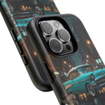 Vintage Teal 1957 Bel Air Classic Car Tough Case | Retro Rainy City Phone Cover