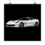 C7 Poster White Chevy Sports Car Wall Art Print Modern Muscle Garage Decor