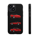 C4 Corvette Art Phone Case Red, Three-View Vector Cover, Gift
