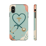 Stethoscope Heart Phone Case, Nurse Icon Teal Cover