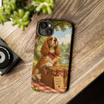 Cocker Spaniel Picnic Scene phone case | vintage dog art