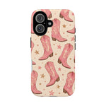 Pink Cowboy Boots phone case | Western pattern | Pastel stars