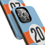 Copy of Blue Orange Number 20 Retro Racing Stripe Tough Phone Case Cover