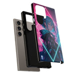 Anime Girl Phone Case Teal, Neon Kanji Calm Gradient Tough Cover