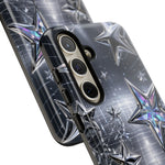 Holographic Silver Stars Grid phone case | Tough Cover