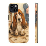 Guilty Basset Hound Phone Case, Muddy Watercolor Art Cover