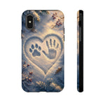 Pet Paw Print Phone Case Snow Heart Tough Cover Gift Art