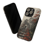 Autumn Temple Steps phone case | Japanese watercolor landscape cover