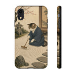 Zen Garden Cat Phone Case, Sand Spiral Japanese Art Cover
