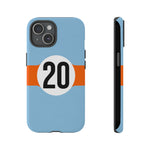 Copy of Blue Orange Number 20 Retro Racing Stripe Tough Phone Case Cover