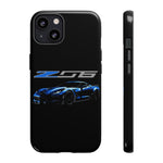 Blue C7 Z06 Sports Car Tough Phone Case Track Style Cover Gift