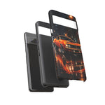 Orange Cuda Phone Case, Rainy City Night Muscle Car Tough Cover