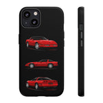 C4 Corvette Art Phone Case Red, Three-View Vector Cover, Gift