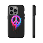 Glitch Peace Sign Phone Case, RGB Melt Digital Art Tough Cover, Gift