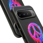 Glitch Peace Sign Phone Case, RGB Melt Digital Art Tough Cover, Gift