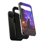 Lo-Fi Cat Neon Rain Window Vaporwave Art Tough Phone Case