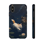 Turkish Van Swimming Cat Tough Case | Whimsical Night Pond, Lily Pads, Ducks