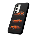 C3 Corvette Art Phone Case Orange, Three-View Vector Cover, Gift