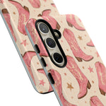 Pink Cowboy Boots phone case | Western pattern | Pastel stars
