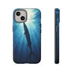 Barracuda Silhouette Phone Case, Sunlit Marine Art Tough Cover
