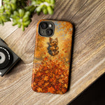 Yorkshire Terrier Jumping in Autumn Leaves Tough Case | Fall Dog Phone Cover