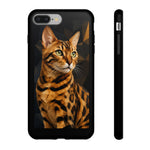 Bengal Cat Geometric Portrait Tough Phone Case - Gold Black Poly