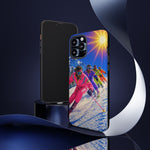 Retro Skiers Phone Case | Neon 80s Skiing Tough Cover