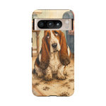 Guilty Basset Hound Phone Case, Muddy Watercolor Art Cover