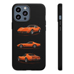 C3 Corvette Art Phone Case Orange, Three-View Vector Cover, Gift