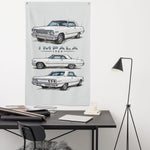 1963 Impala White Hardtop Banner 34x56 Garage Man Cave Wall Decor Gift