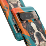 Boston Terrier Pop-Art Portrait Tough Phone Case - Teal Orange