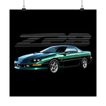 Chevy Camaro Z28 Poster 4th Gen Green Muscle Car Wall Art
