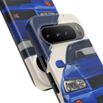 R34 Skyline GT-R Bayside Blue Tough Phone Case for 90s JDM Fans