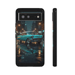 Vintage Teal 1957 Bel Air Classic Car Tough Case | Retro Rainy City Phone Cover
