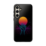 Synthwave Wireframe Hand Retro Sun Phone Case Tough Case