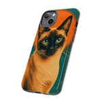 Siamese Cat Retro Halftone Portrait Case - Orange Teal Print