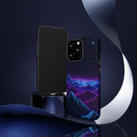 Retro Neon Mountains Phone Case | Vaporwave Galaxy Landscape