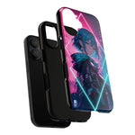 Anime Girl Phone Case Teal, Neon Kanji Calm Gradient Tough Cover