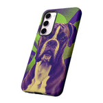 Boxer Halftone Portrait Tough Phone Case - Green and Violet
