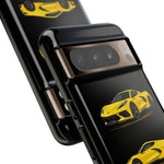 C8 Phone Case Yellow, Three-View Vector Cover, Gift for Vette Drivers