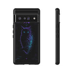 Glitch Owl Silhouette Art Tough Phone Case - Violet Teal