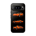 C3 Corvette Art Phone Case Orange, Three-View Vector Cover, Gift
